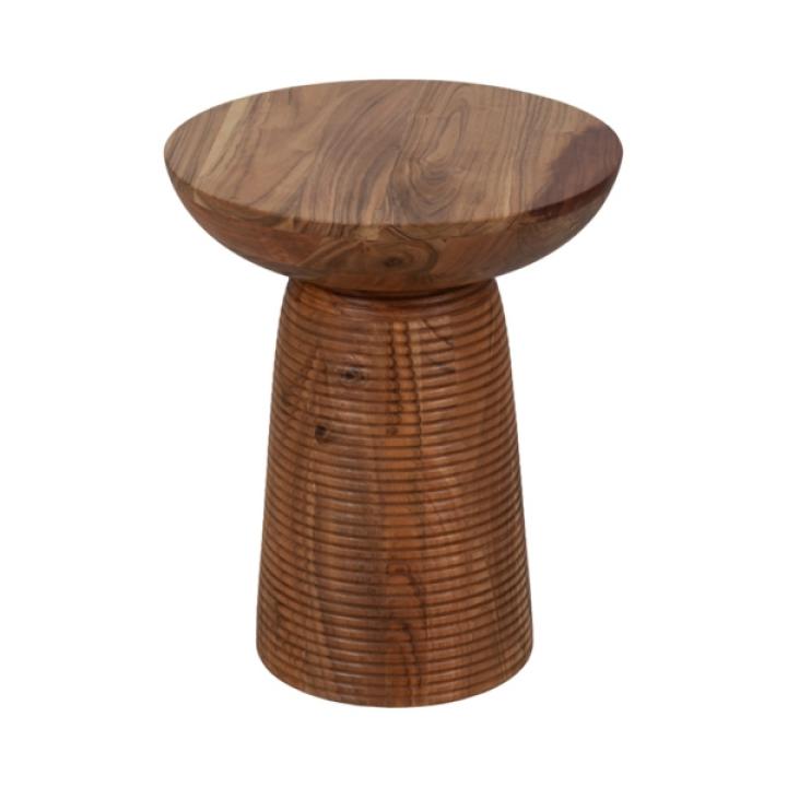 Brown Wood Grooved Base Accent Table