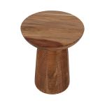 Brown Wood Grooved Base Accent Table