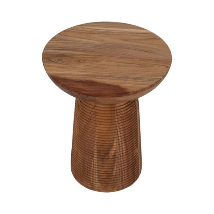 Brown Wood Grooved Base Accent Table