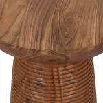Brown Wood Grooved Base Accent Table