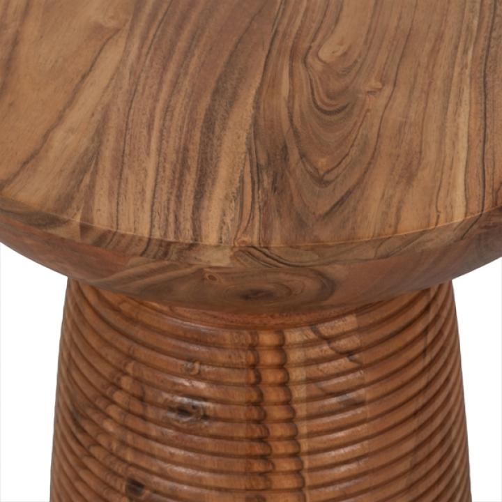 Brown Wood Grooved Base Accent Table