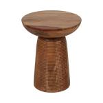 Brown Wood Grooved Base Accent Table