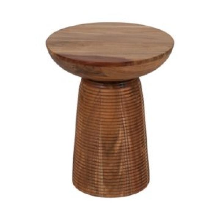 Brown Wood Grooved Base Accent Table