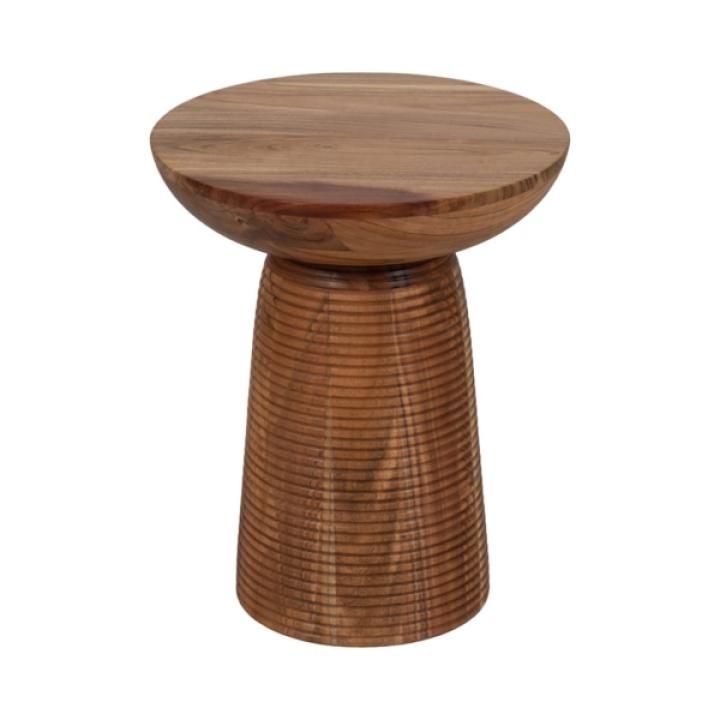 Brown Wood Grooved Base Accent Table
