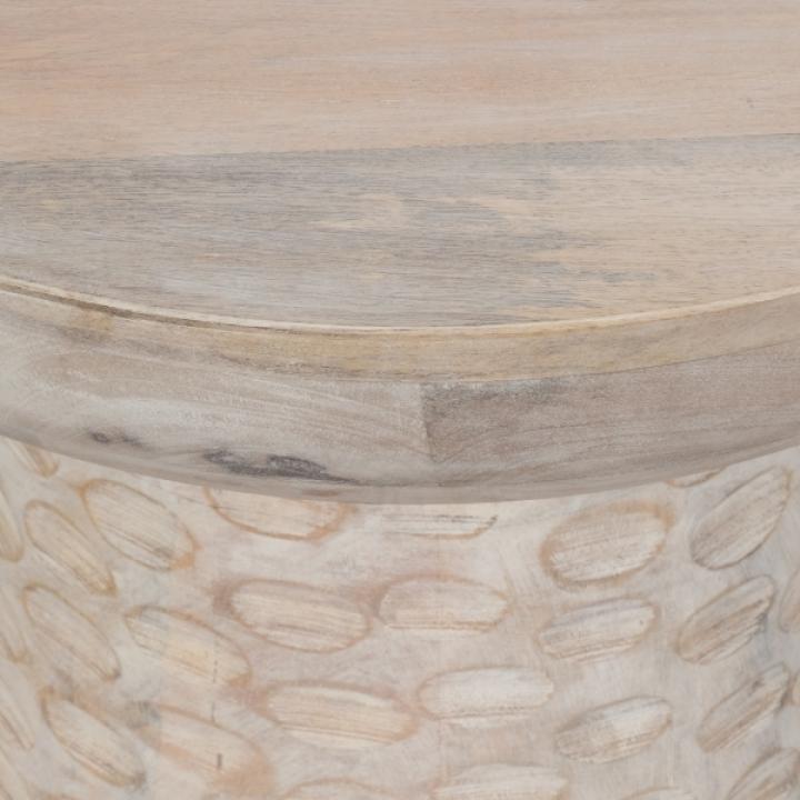 Whitewash Wood Grooved Base Accent Table