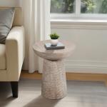 Whitewash Wood Grooved Base Accent Table