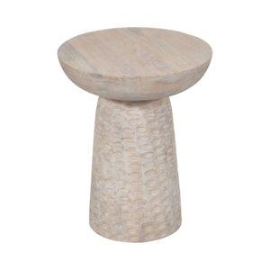 Whitewash Wood Grooved Base Accent Table