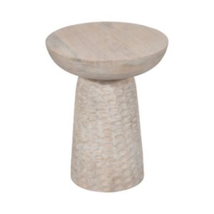 Whitewash Wood Grooved Base Accent Table