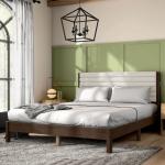 Boucle Upholstered Dark Walnut Aiden Queen Bed