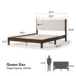 Boucle Upholstered Dark Walnut Aiden Queen Bed