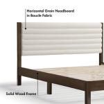 Boucle Upholstered Dark Walnut Aiden Queen Bed