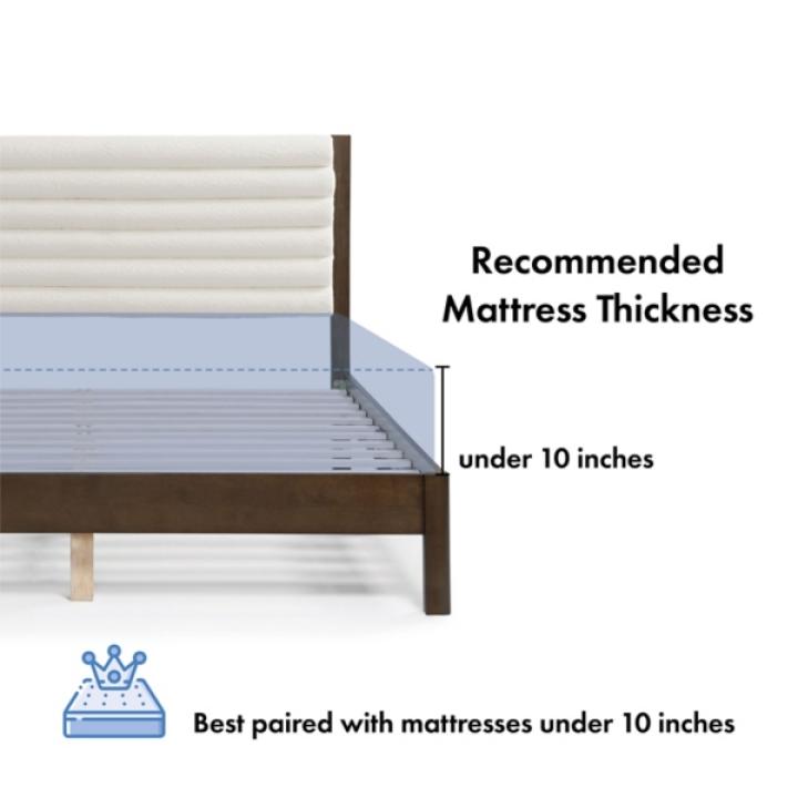 Boucle Upholstered Dark Walnut Aiden Queen Bed