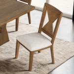 Rustic Oak Wood Triaton Dining Chairs, Set of 2