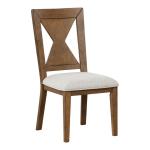 Rustic Oak Wood Triaton Dining Chairs, Set of 2