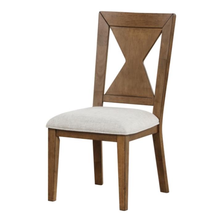 Rustic Oak Wood Triaton Dining Chairs, Set of 2
