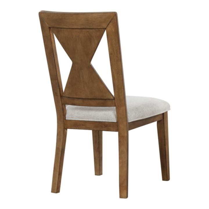 Rustic Oak Wood Triaton Dining Chairs, Set of 2