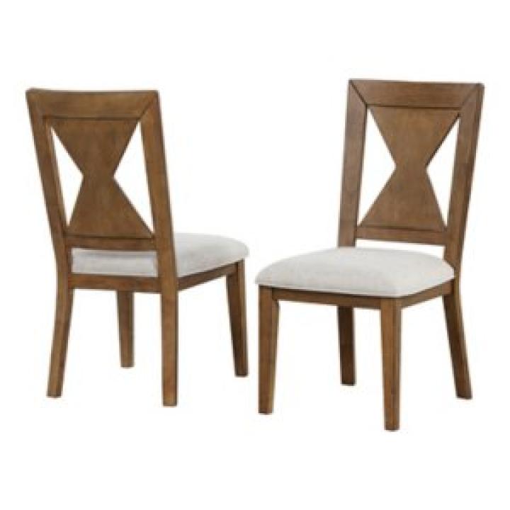 Rustic Oak Wood Triaton Dining Chairs, Set of 2