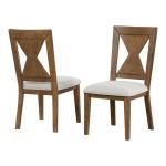 Rustic Oak Wood Triaton Dining Chairs, Set of 2