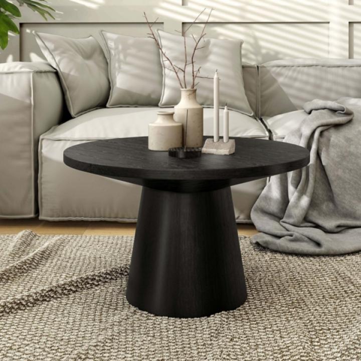 Black Wood Round Leanne Coffee Table