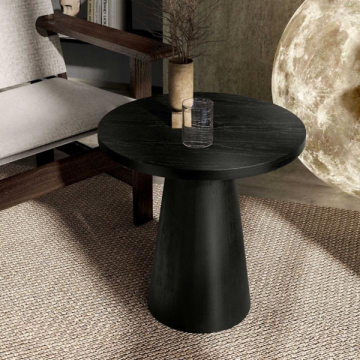 Black Wood Round Leanne Accent Table