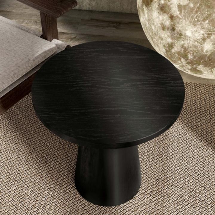 Black Wood Round Leanne Accent Table