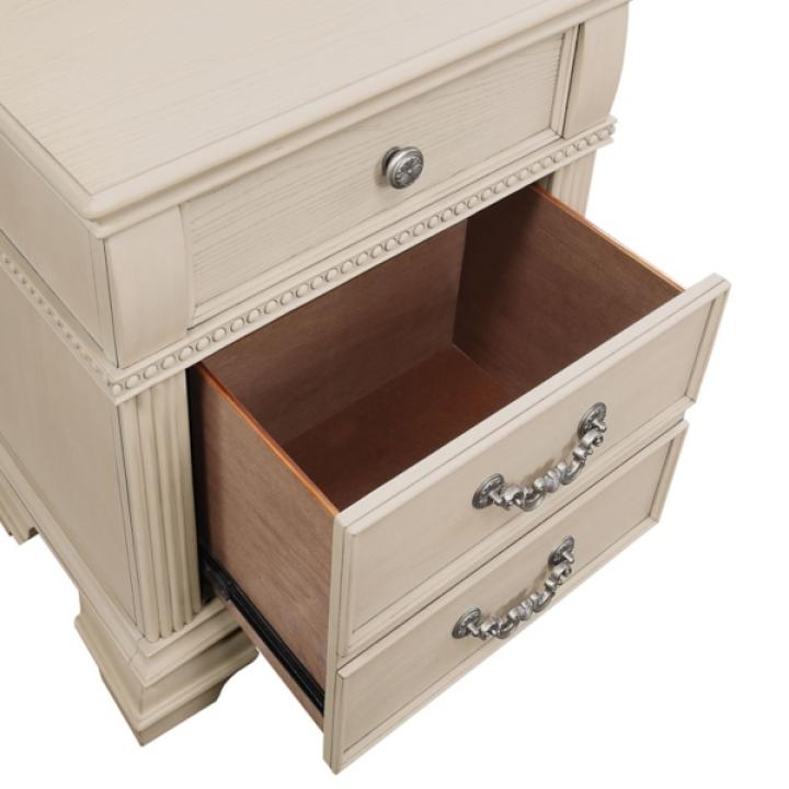 Antique White Emma 2-Drawer Wood Nightstand