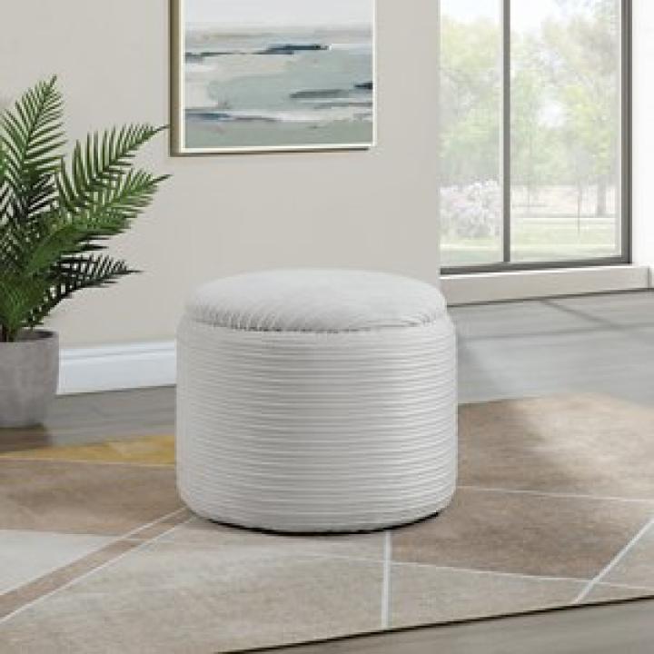 Ivory Corded Brayfield Storage Ottoman