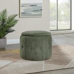 Pine Green Tufted Round Storage Ottoman