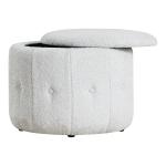 Light Gray Tufted Sherpa Storage Ottoman