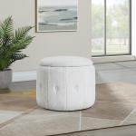 Light Gray Tufted Sherpa Storage Ottoman