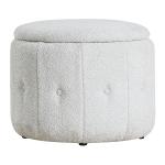 Light Gray Tufted Sherpa Storage Ottoman