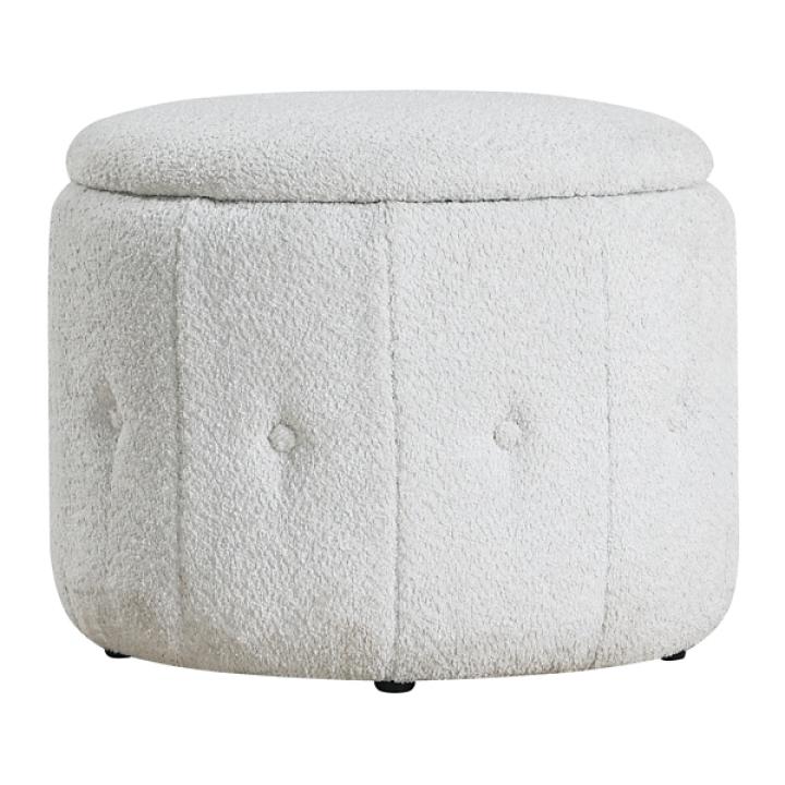 Light Gray Tufted Sherpa Storage Ottoman