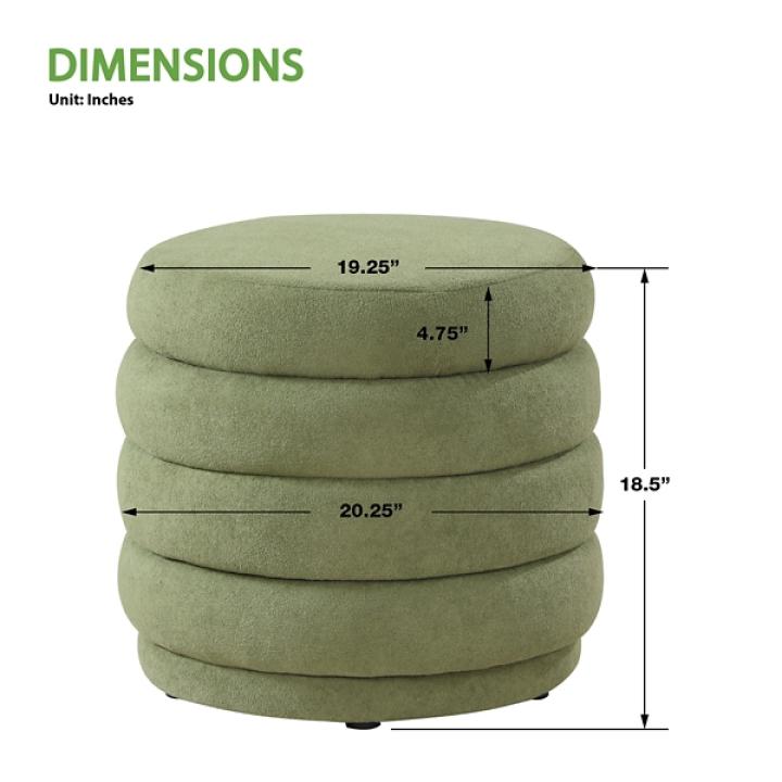 Moss Green Tufted Cecil Storage Ottoman