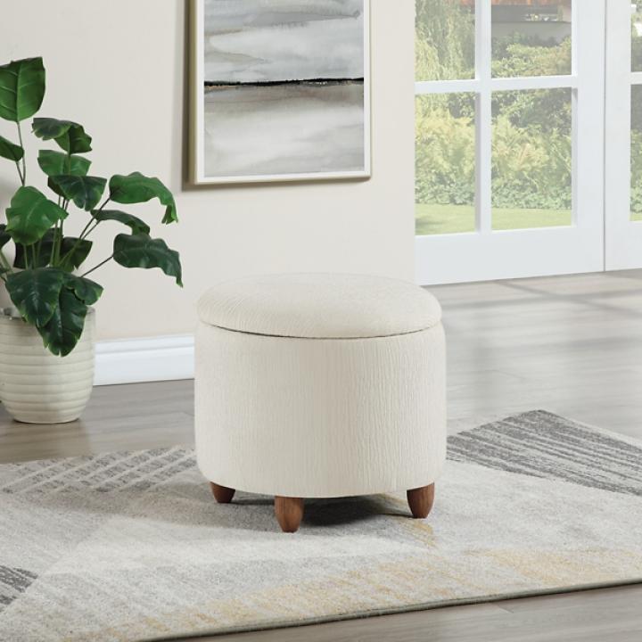 Snow White Upholstered Lyra Storage Ottoman