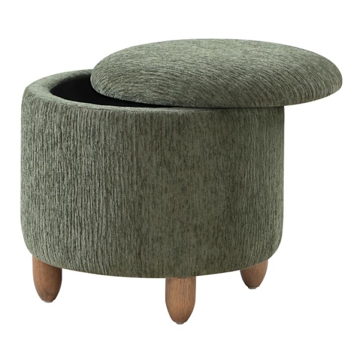 Pine Green Upholstered Lyra Storage Ottoman