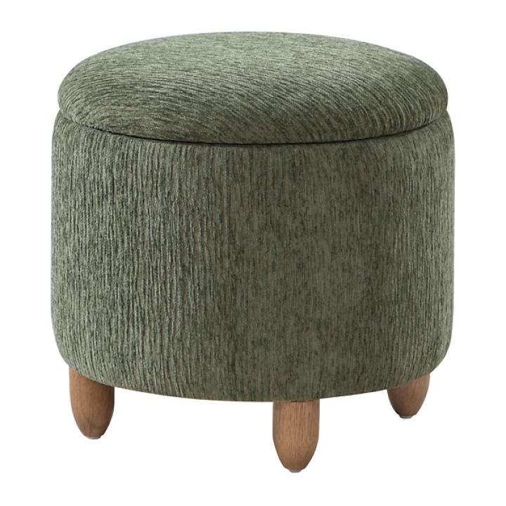 Pine Green Upholstered Lyra Storage Ottoman