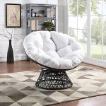 White Papasan Swivel Accent Chair