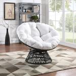 White Papasan Swivel Accent Chair
