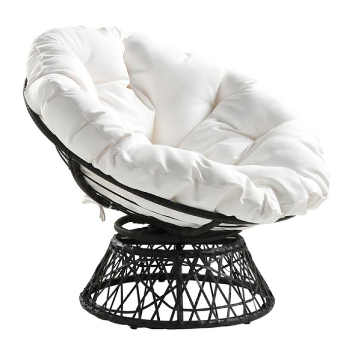 White Papasan Swivel Accent Chair