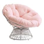 Pink Wicker Swivel Accent Chair