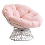 Pink Wicker Swivel Accent Chair