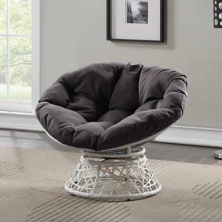 Gray Wicker Swivel Accent Chair
