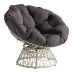 Gray Wicker Swivel Accent Chair