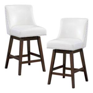 White Bowden Swivel Counter Stools, Set of 2