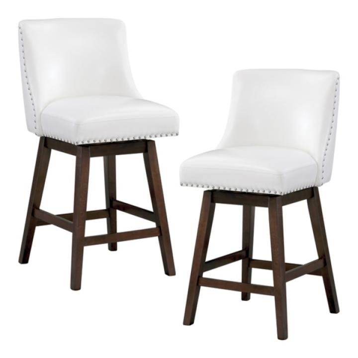 White Bowden Swivel Counter Stools, Set of 2