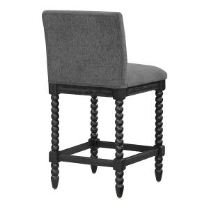 Charcoal Upholstered Spindle Eliza Counter Stool