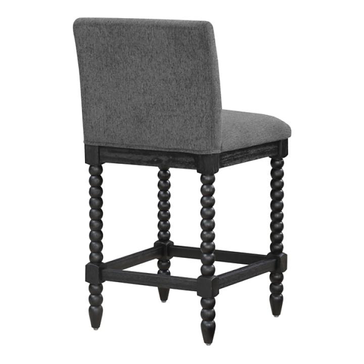 Charcoal Upholstered Spindle Eliza Counter Stool
