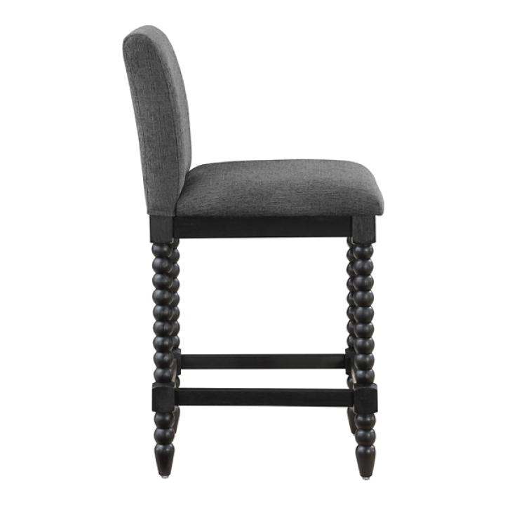 Charcoal Upholstered Spindle Eliza Counter Stool