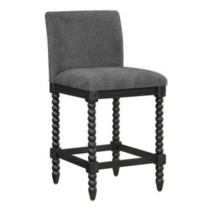 Charcoal Upholstered Spindle Eliza Counter Stool