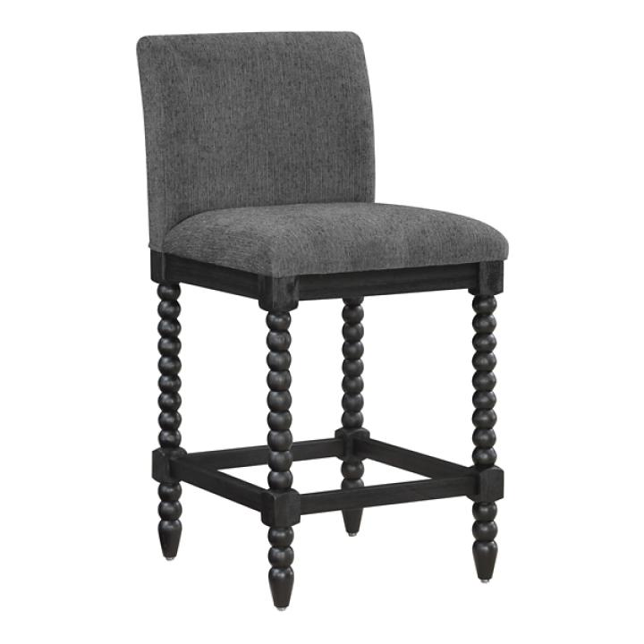 Charcoal Upholstered Spindle Eliza Counter Stool